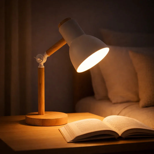 Wood desk lamp – minimal white